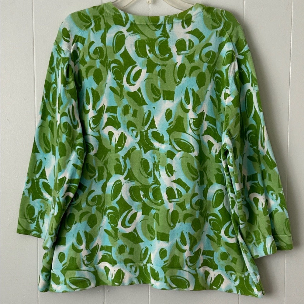 Liz Claiborne Green and Blue Knit Top Cardigan Sweater  2x - Picture 5 of 9